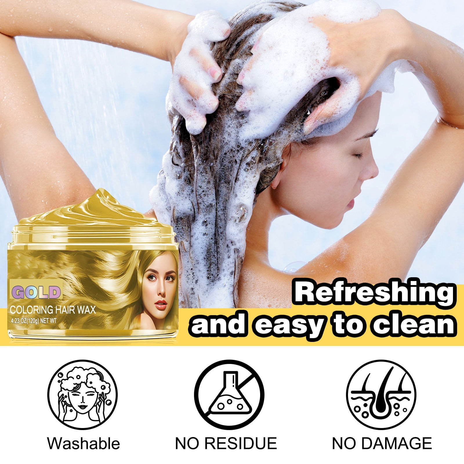 Temporary Hair Color Wax Mud,Washable Moisturizing Hair Dye Color