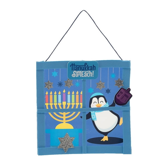 Fun Express 6" x 6" Menorah in Window Tissue Acetate Sign Craft Kit – Makes 12