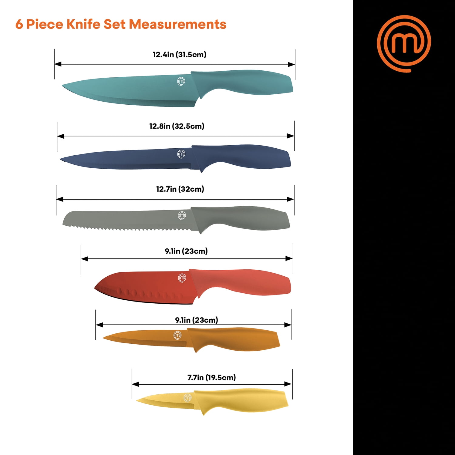 Buy MasterChef 15 Piece Knife & Board Set, 6 Knives with Sleeves and 3
