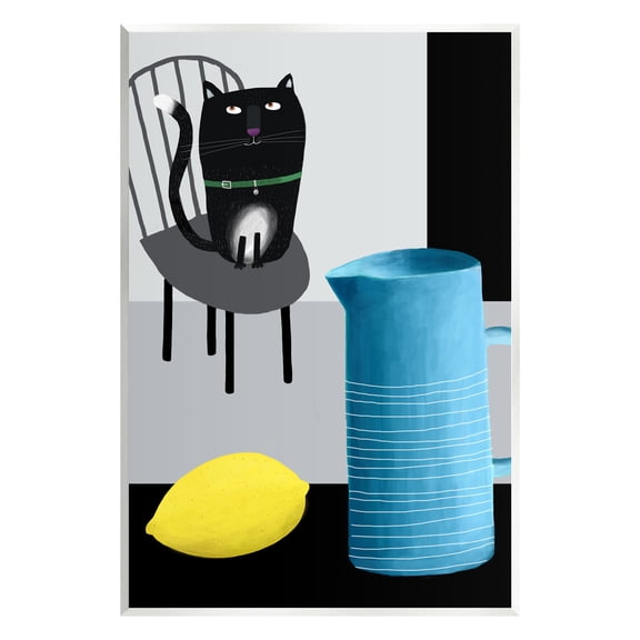 Stupell Industries Cat Lemon Vase Still Life Scene Animals & Insects Painting Unframed Art Print Wall Art