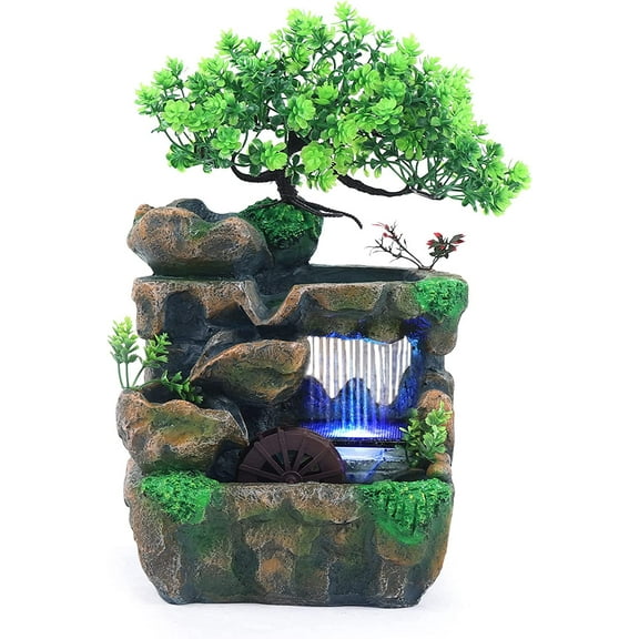 Desk Water Fountain, Feng Shui Water Sound Decor, Creative Desktop Rockery Water Fountain, Zen Indoor Desktop Ornament for Home Office Bedroom
