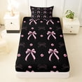 thumbnail image 4 of Erosebridal Princess Bow-tie Twin Sheet Sets for Girls, Black Pink Blossoms Flower Bedding, 3-Piece, 4 of 6