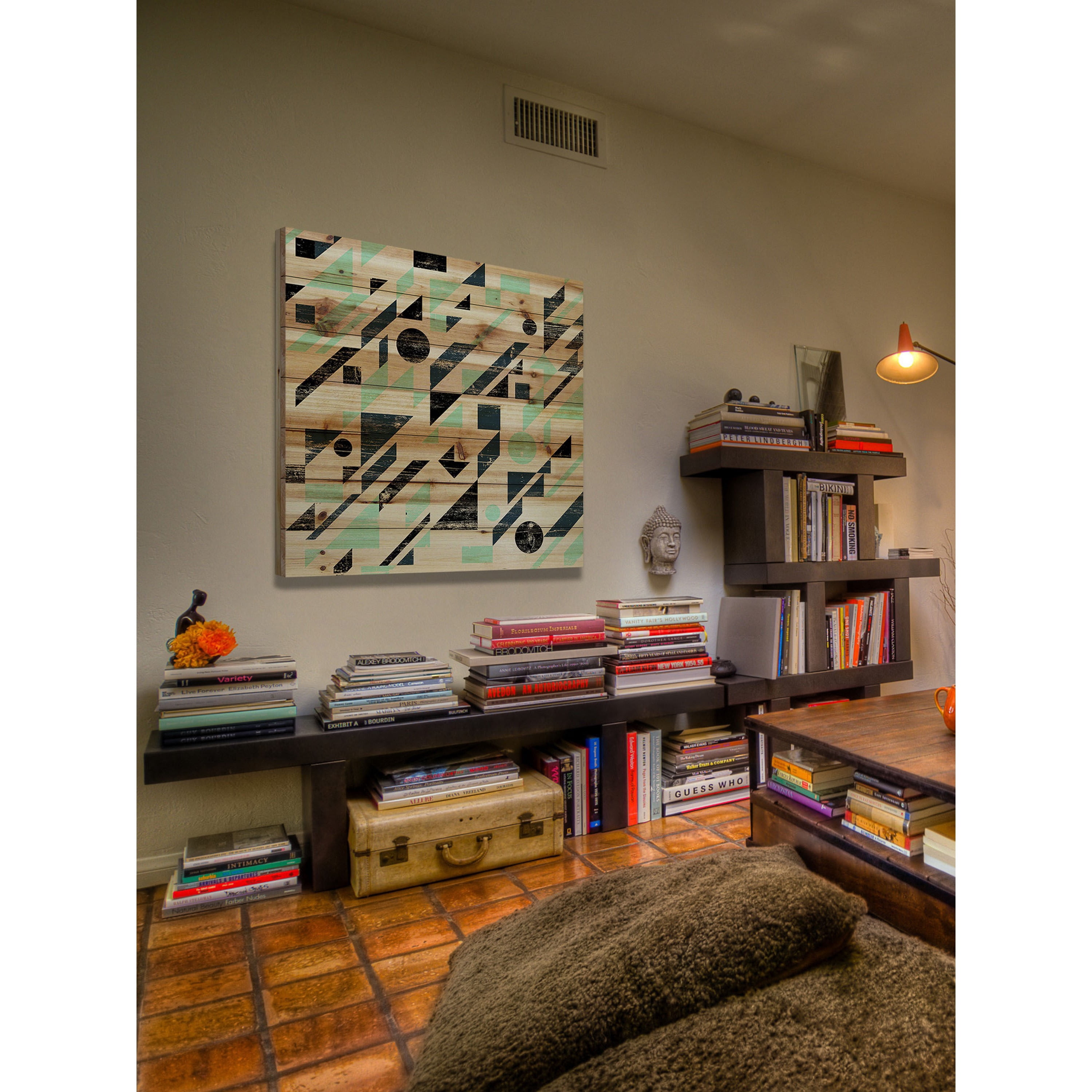 Marmont Hill - "Maze To Circles" Painting Art Print On Natural Pine Wood, 40.0" x 1.5"