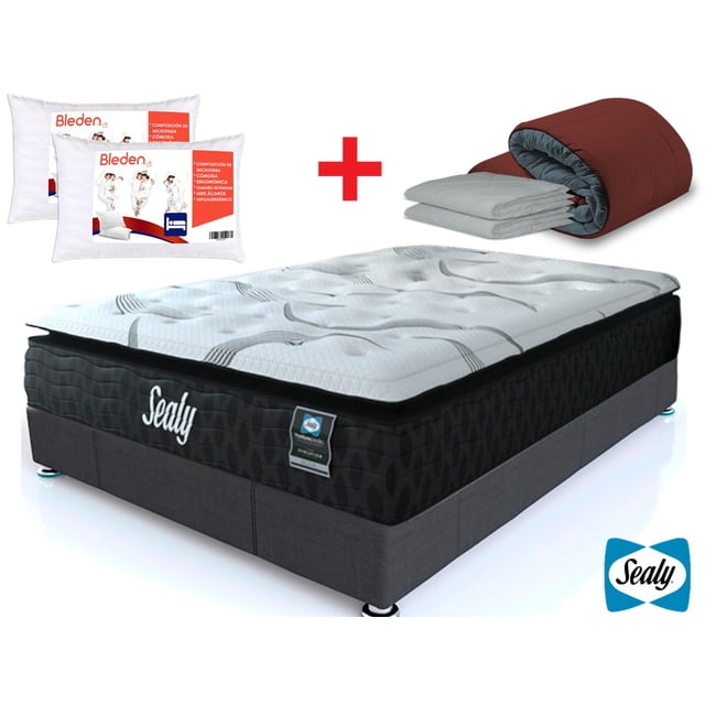 Colchón Rit Queen Size Sealy Línea Bleden Edredón 2 Almohadas 2 Fundas Evolution