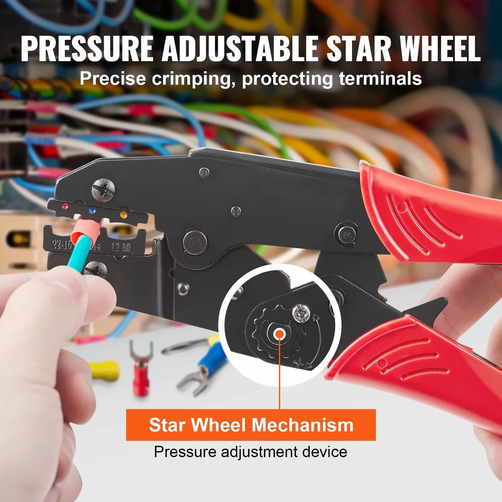 Ratcheting Crimping Tool Set, AWG 22-10 Wire Crimp Pliers with Wire Stripper & 210 Heat Shrink Tubes - Electrical Connectors Crimp Kit