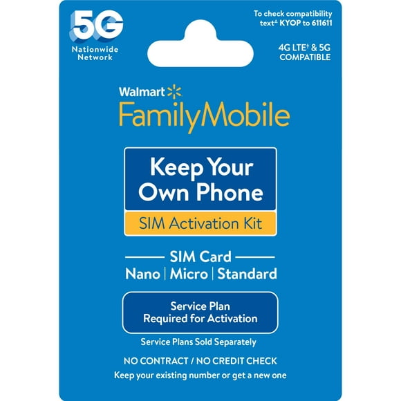 Walmart Family Mobile Keep Your Own Phone CDMA SIM Kit, No Airtime- Prepaid