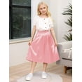 thumbnail image 2 of Oyang Little Girl's Pleated Elastic High Waist Swing A-line Chiffon Flared Midi Skirt 3-12Y, 2 of 10