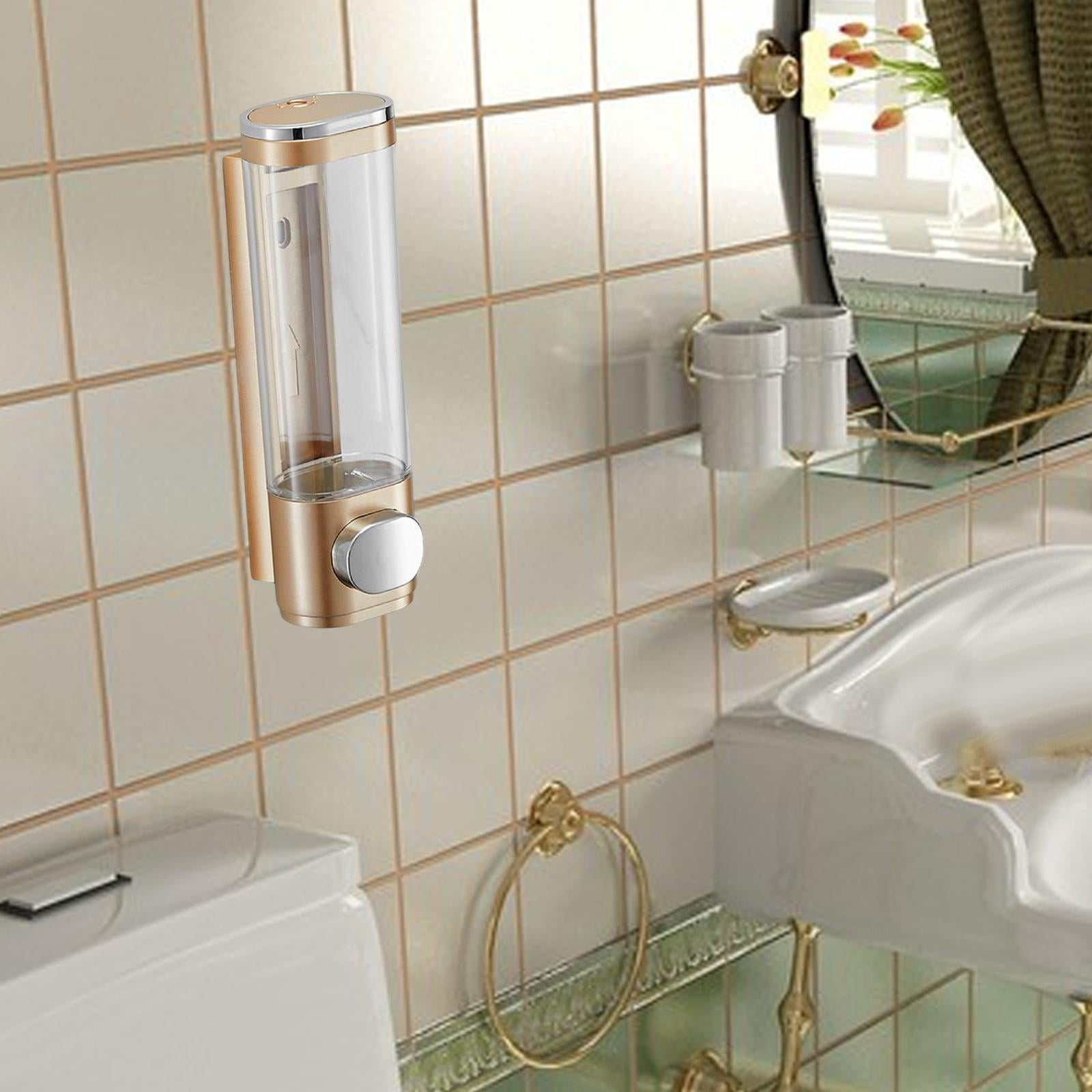 Fiocias Hand Press Soap Dispenser Wall Mounted Container Bath Liquid Soap Dispenser for Gold Single