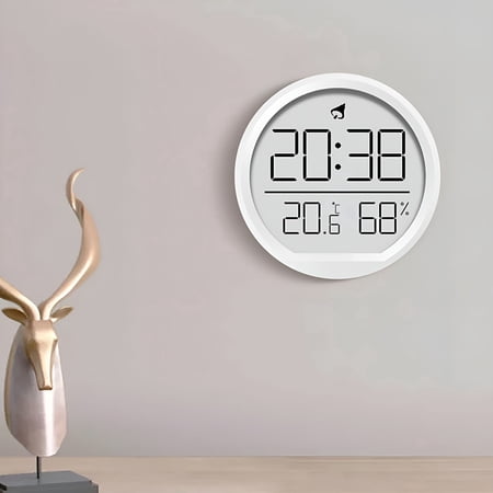 DESIGNICE 2026 New Auto Set Digital Wall Clock Battery Operated,Desk Clocks with Temperature,Humidity and Date,Large Display Digital Calendar Alarm Clock for Elderly,Bedroom,Office