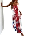 thumbnail image 4 of Uootdi Women Dresses Union Jack Glitter Print Spaghetti Strap V Neck Maxi Length Loose Fit Lightweight Sundresses Casual Dresses Summer Vacation Outfit Gift, 4 of 8