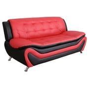 3 Piece Living Room Set Living Room Sofa Set, 3 piece, Sofa\Loveseat\Chair, Black & Red Color, Faux Leather Upholstery Material
