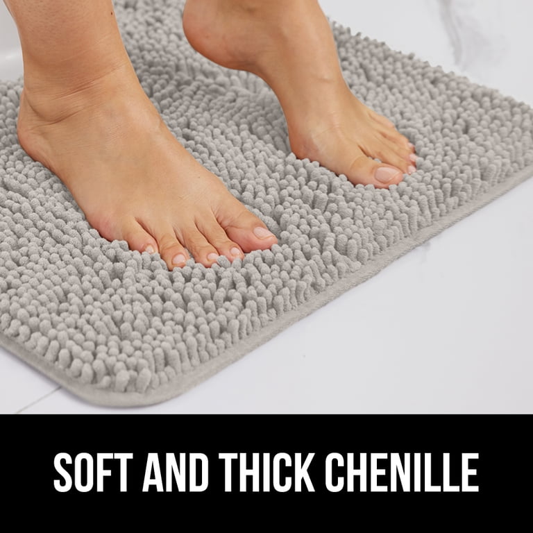 GORILLA GRIP Chenille Bath Rug 54x24, Rubber Backing Quick Dry