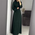 thumbnail image 2 of Vestido largo de seda con cuello redondo para mujer, falda ajustada de satén con manga acampanada y cordones, vestidos elegantes de fiesta de noche, 2 of 5