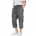 thumbnail image 2 of TMOYZQ Boys Girls Cargo Capris Hiking Pants Lightweight Quick Dry Outdoor Athletic Travel Casual Loose Comfy Cute Pockets, 2 of 7