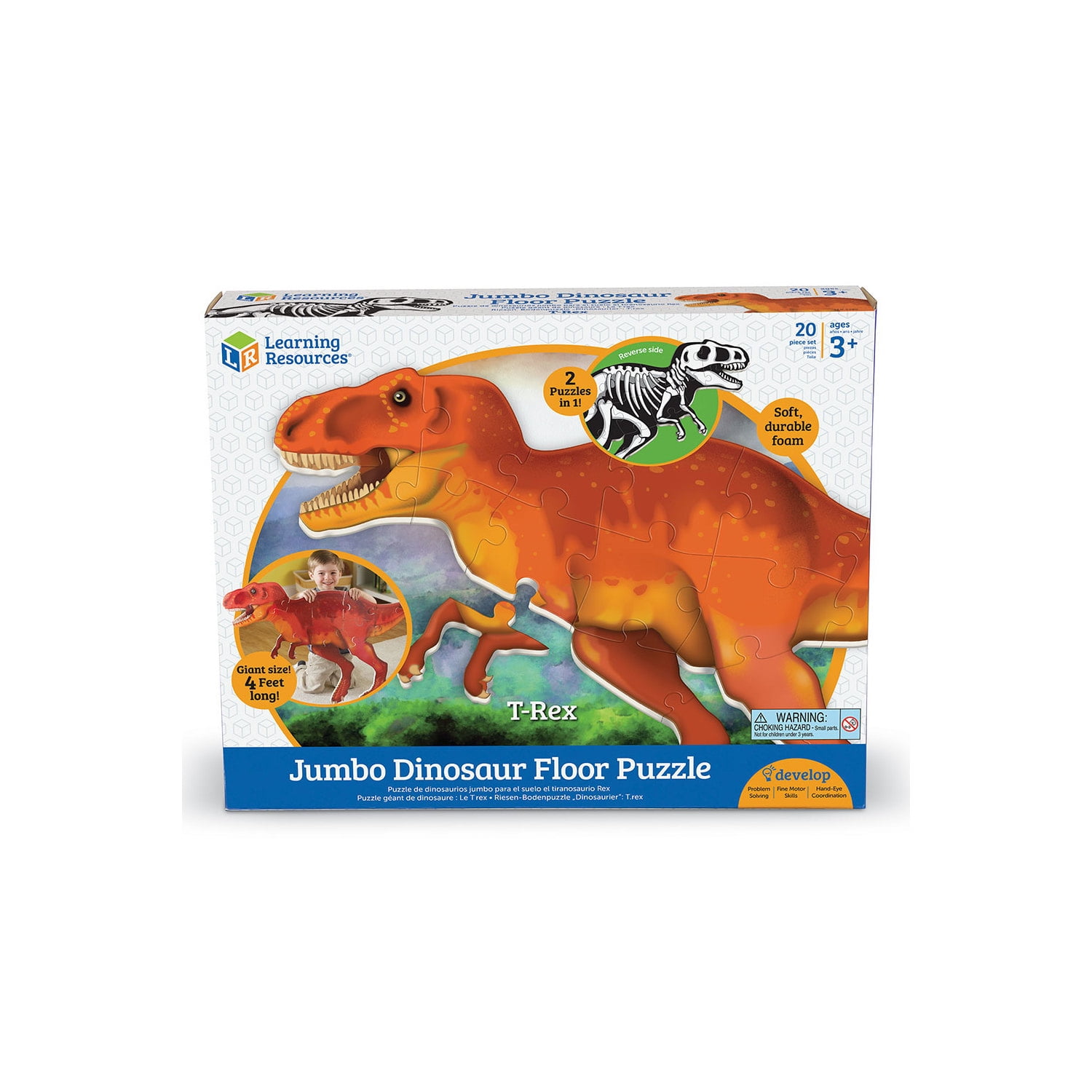 Learning Resources T-Rex Jumbo Dinosaur Floor Puzzle, Problem Solving, Fine Motor, Ages 3+