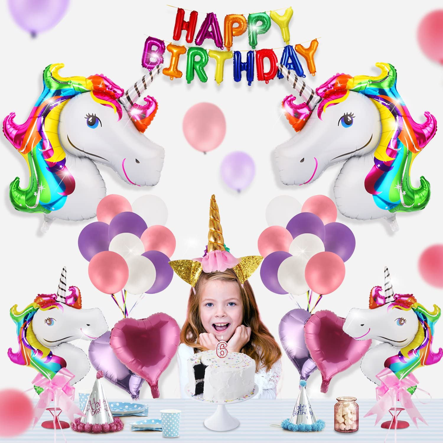 Unicorn Foil Balloon 42 in Helium Quality Rainbow Party Supply decoration 