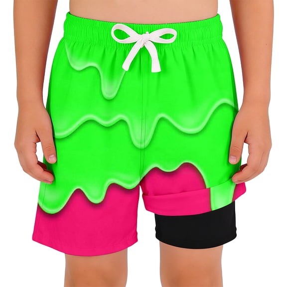 Hienoo Boys Swim Trunks with Compression Liner Swimwear Lightweight Beachwear, Sizes 2-14