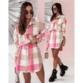 thumbnail image 3 of Women's Fashion Long Sleeve Color Plaid Brushed Woolen Long Coat, 3 of 10