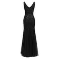 thumbnail image 5 of ZAZYULZ Womens Sundresses Womens Sequin Double V Neck Lace Embroidered Bodycon Mermaid Evening Dress for Women Casual Dresses for Women 2024 Casual Dress (Black,XL), 5 of 5