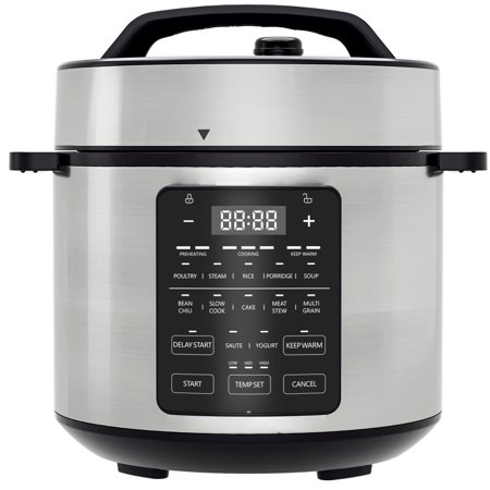 6QT Electric Pressure Cooker, 12-in-1 Multi-Functional with Presets, Stainless