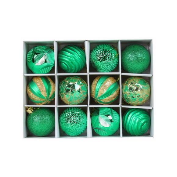 Inteprter Decoración festiva del árbol de Navidad, conjunto de adornos colgantes y patrones moteados. Bolas de árbol de Navidad Kits de decoración para fiestas Versión verde