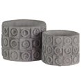 thumbnail image 1 of Benjara BM208578 Ciment Rond Pot Profond avec Design Géométrique&44; Gris - Lot de 2, 1 of 1
