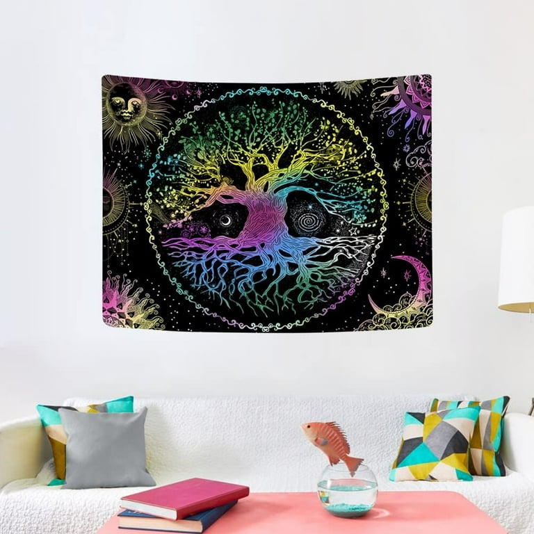 Life Tree Tapestry Wall Hanging Bohemian Hippie Wishing Tree Tapestries Psychedelic Wall Carpet Mystic Aesthetic Wall Tapestry for Living Room Bedroom Universe Colorful M 51.2 x 59.1 Walmart