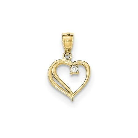 10k Yellow Gold CZ Heart Pendant