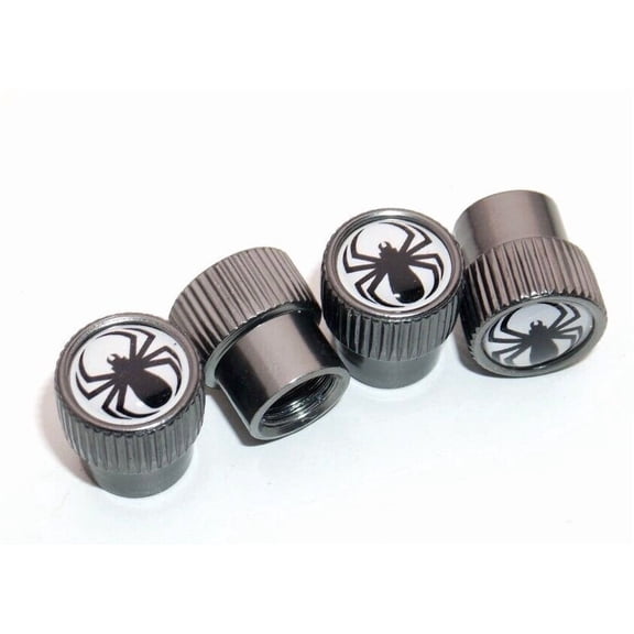 4pcs Universal Fit Spider Car Wheels Tire Air Valve Caps Stem Dust Cover Grey