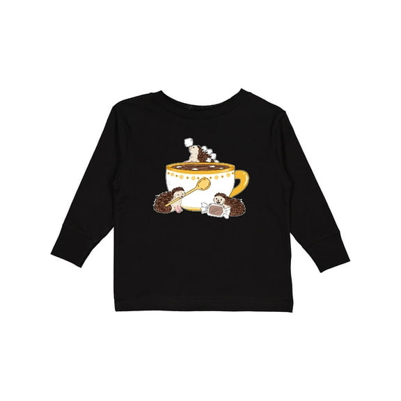 Inktastic Cute Hot Chocolate Hedgehogs Boys or Girls Long Sleeve Toddler T-Shirt
