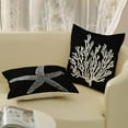 thumbnail image 4 of Coastal Pillow Covers 20x20 Set of 2 Black Starfish Throw Pillows Nautical Ocean Decorations Summer Beach Coral Pillowcase Outdoor Decor Linen Farmhouse Square Cushion Case for Sofa Bedroom, 4 of 6