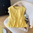 thumbnail image 2 of Tweang Sleeveless Tunic Tops for Women Gauze Shirts Camisole Halter Solid Color Elegant Sleeveless Shirts Baggy T-shirt Vest Tee Gauze Tops for Women Breathable Sleeveless Shirts Yellow 2XL, 2 of 5