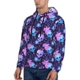 thumbnail image 3 of Naloa Skull starry sky flower leaf Men's Casual Hooded Collar Drawstring Hoodies Pullover Sweatshirts Casual Long Sleeve Shirts-4X-Large, 3 of 7