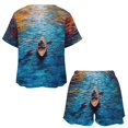 thumbnail image 3 of Colorful Kayaks Glide Across The Lake Pajama Set for Women 2 Piece Sleepwear Loungewear Short Sleeve, 3 of 7