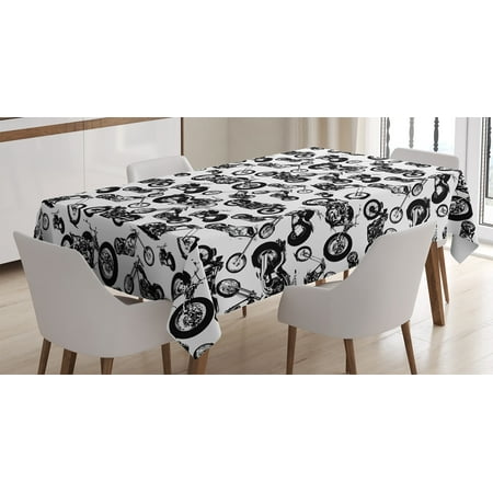 

Manly Tablecloth Different Models of Motorbikes Race Adventure Amusement Extreme Sport Theme Rectangular Table Cover for Dining Room Kitchen Decor 60 X 90 Black White by Ambesonne
