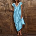 thumbnail image 4 of Birdeem Robe d'Été pour Femme, Mode, Unie, Col en V, Dentelle, Manches Courtes, Chandail, 4 of 12