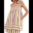 thumbnail image 1 of Conjunto de 2 Piezas de Pijama para Mujer, con Top Corto Sin Mangas con Dobladillo Fluido y Rayas Y2K + Pantalones Cortos de Cintura Alta. Amarillo L, 1 of 5