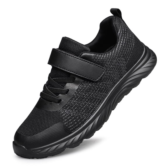 YHOON Boys Girls Sneakers Kids Shoes Unisex Breathable Fitness Running Tennis Lightweight Shoes Black Toddler Size 7