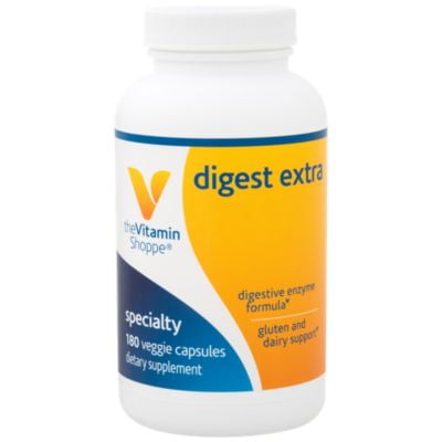 Digest Extra  Digestive Enzymes for Fats, Carbohydrates and Protein Including a Digestive Aid for Gluten and Dairy  Supports Nutrient Absorption (180 Vegetable Capsules) by The Vitamin