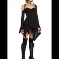 thumbnail image 3 of Disfraz de Halloween para Mujer, Vestido Midi Fluido con Pañuelo y Hombros Descubiertos, Estilo Hada Mariposa para Fiesta de Cosplay. Negro XXL, 3 of 10