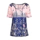 thumbnail image 5 of Qarigey Blusa Camisa de manga corta con estampado Blusa con cuello en V Blusa suelta con estampado de manga corta Top de verano para mujer Prendas para la parte del cuerpo Rosa S Qarigey AP001925-17, 5 of 6