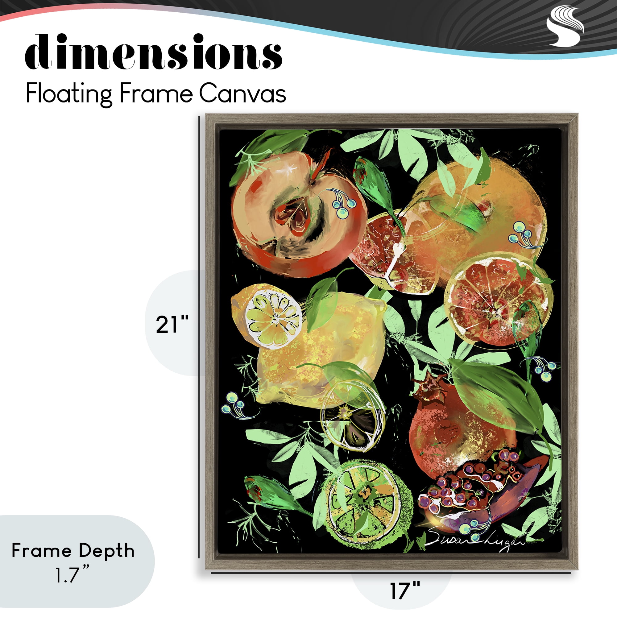 Stupell Industries Fruit Medley Combo Brown Framed Floater Canvas Wall Art, design by Susan Lugar