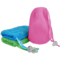 Linkidea 3 Pack Soap Bag, Exfoliating Soap Saver Pouch, Exfoliator Sponge Soap Pocket Drawstring Bags, Body Scrubber for Bath Shower (Three Random Color)