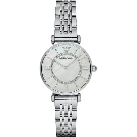 Emporio Armani Women's Retro Mother of Pearl Crystal Stainless Steel Watch