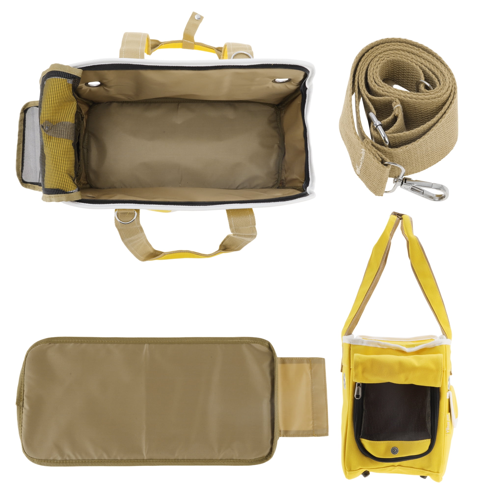 Unique Bargains Foldable Pet Carrier Bag with Removable Mat Yellow