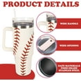 thumbnail image 3 of Baseball Tumbler with Lid Straw 40 Oz Sports Ball Stainless Steel Cup with Handle Red White Travel Coffee Tumbler for Home Office Birthday Party, 3 of 6