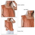 thumbnail image 2 of Mujer Verano Top Mangas Casquillo Estampado De Flores Escote Elástico Camisa Suelta De Verano Top Naranja Xl, 2 of 3