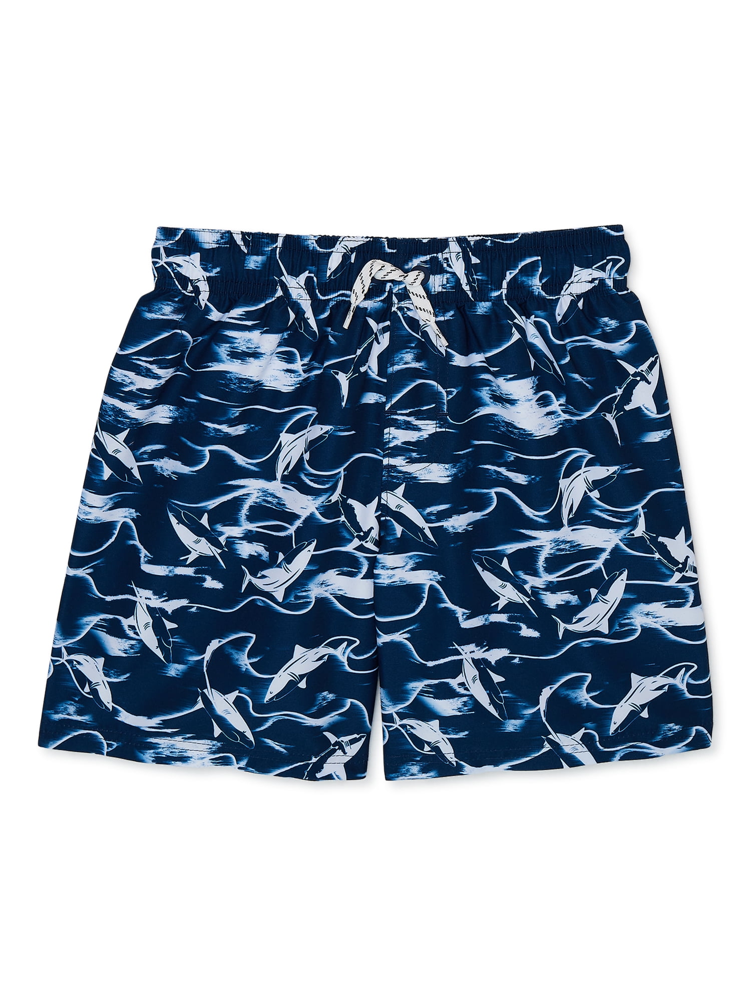 Wonder Nation Boys Value Allover Print Shark Swim Trunks, Sizes 4-18 & Husky