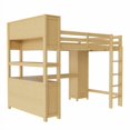thumbnail image 6 of Queen Size Loft Bed, Space Saving Wooden Loft Bed with Wardrobe, Desk and Bookshelf, Multi Functional Storage Loft Bed Frame for Bedroom, Natural, 6 of 18