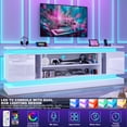 thumbnail image 4 of Blotout 81" TV Stand with LED Lights & Power Outlet for 90/85/80 Inch TV, Modern Gaming Entertainment Center with High Gloss Cabinet, Media TV Console for Living Room, White, 4 of 10